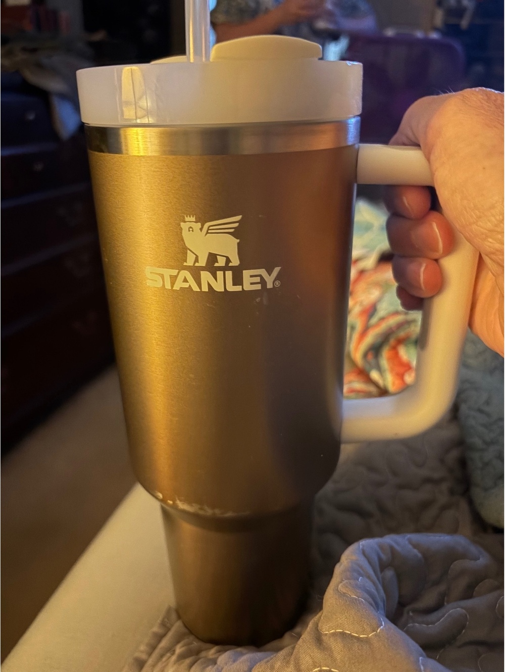 Stanley 40oz Travel Tumbler with Handle and Straw - Gold